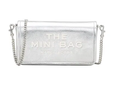 Pre-owned Marc Jacobs Women's  The Metallic Leather Chain Mini Bag In Silver