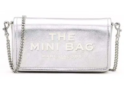Pre-owned Marc Jacobs Women's  The Metallic Leather Chain Mini Shoulder Bag In Silver