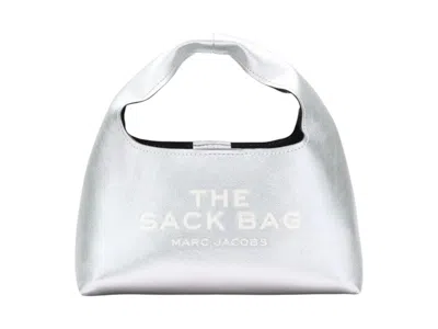 Pre-owned Marc Jacobs Women's  The Metallic Leather Mini Sack Bag In Silver