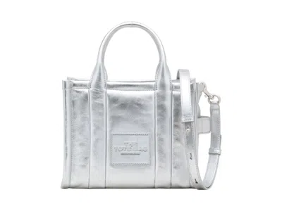 Pre-owned Marc Jacobs Women's  The Metallic Leather Small Tote In Silver