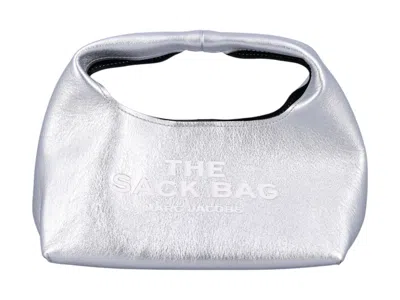 Pre-owned Marc Jacobs Women's  The Mini Sack Bag Metallic Leather In Silver