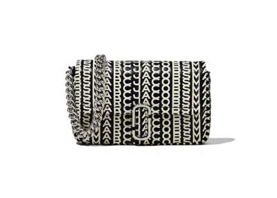 Pre-owned Marc Jacobs Women's  The Monogram Leather J Marc Mini Shoulder Bag In Black/white