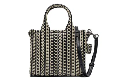 Pre-owned Marc Jacobs Women's  The Monogram Leather Micro Tote In Black/white