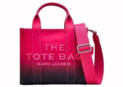 Pre-owned Marc Jacobs Women's  The Small Tote Ombre Canvas In Black Hot Pink