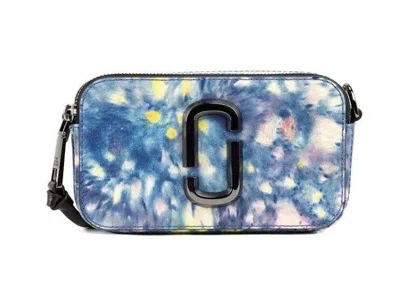 Pre-owned Marc Jacobs Women's  The Snapshot Printed Leather Shoulder Bag In Watercolor Blue