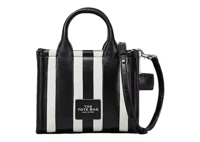 Pre-owned Marc Jacobs Women's  The Striped Micro Tote Bag In Black/white