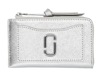 Pre-owned Marc Jacobs Women's  The Top Zip Wallet In Silver