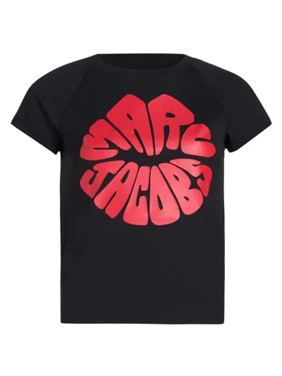 Marc Jacobs Women's Marc Kiss Logo Shrunken T-shirt In Black