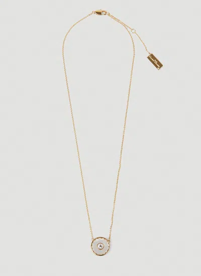 Marc Jacobs Mother Of Pearl Medallion Necklace In Gold