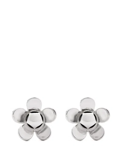 Marc Jacobs Silver Flower Stud Earrings In Metallic