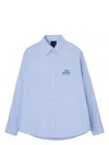 Marc Jacobs Striped Cotton Shirt Collar Pocket Sleeves In Clear Blue