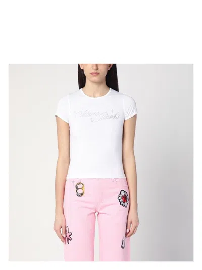 MARC JACOBS WOMEN'S T-SHIRT WITH LOGO AND MICRO CRYSTALS