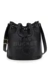 Marc Jacobs Women 'the Bucket' Black Crossbody Bag With Embossed Logo On The Front In Hammered Leath In Multi