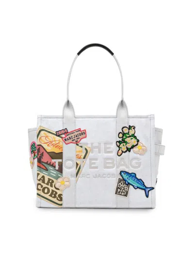 Marc Jacobs Women's The Camp Patchwork Denim Large Tote Bag In White
