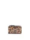 Marc Jacobs Leopard Print Leather Wallet With Zip Closure In Brown
