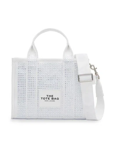 Marc Jacobs Women's The Crystal Canvas Small Tote Bag In Whitecrystal