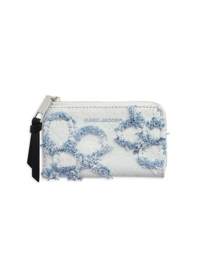 Marc Jacobs Women's The Daisy Distressed Denim Top-zip Wallet In Brown