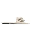 Marc Jacobs The Daisy Leather Flat Slide Sandals In White