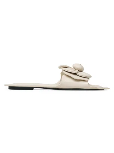 Marc Jacobs The Daisy Leather Flat Slide Sandals In White