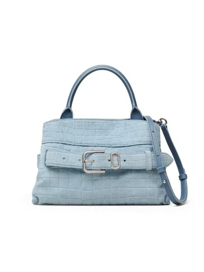 Marc Jacobs Women's The Dakota Small Croc Suede Satchel Bag In Blue