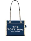 Marc Jacobs Sac Cabas The Denim Chain Micro Tote Bag In Darkwash