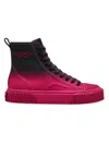 Marc Jacobs High-top Textured Sole Sneakers With Pull Tab In Black Hot Pink