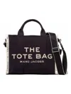 Marc Jacobs The Medium Tote Black Tote Bag With Contrasting Logo Embroidery In Cotton Blend Woman
