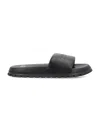 Marc Jacobs The Leather Slide Logo-embossed Slides In Black