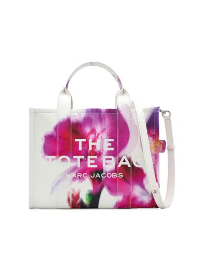 Marc Jacobs Pink & White 'the Future Floral Leather Medium' Tote In White Multi