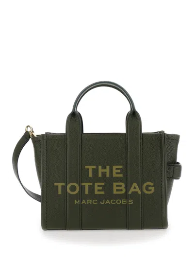 Marc Jacobs Women 'the Medium Tote Bag' Green Shoulder Bag With Logo In Grainy Leather Woman