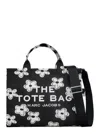 Marc Jacobs Women 'the Medium Tote' Black Handbag With Logo Lettering On The Front And All-over Flor In Multi