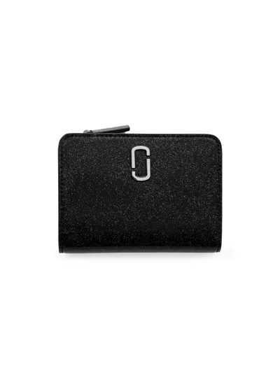 Marc Jacobs Women's The Mini Coated Glitter Compact Wallet In Black