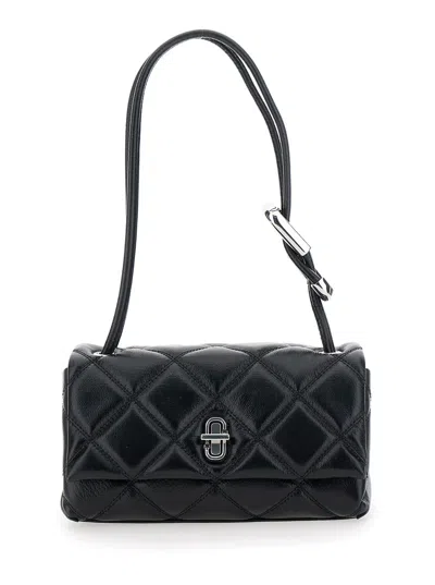 Marc Jacobs Women 'the Mini Dual' Black Diamond-quilted Crossbody Bag With Top Handle In Leather Wom