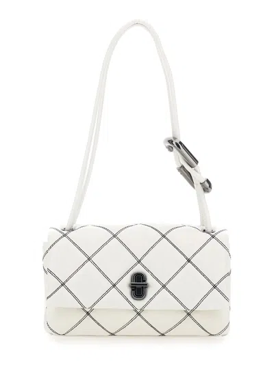 Marc Jacobs Women 'the Mini Dual' White Quilted Shoulder Bag With Dual Detail On The Handle In Leath In Multi