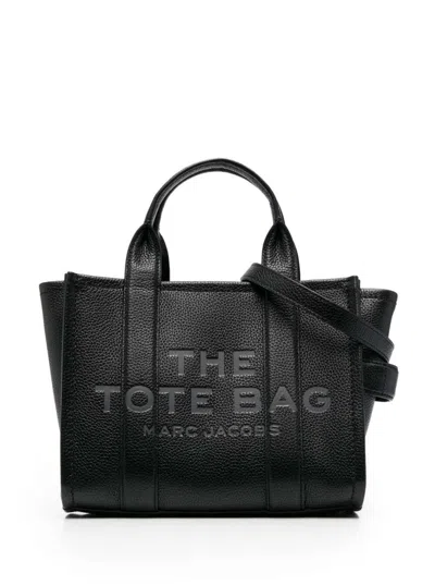 Marc Jacobs Women 'the Mini Tote Bag' Black Shoulder Bag With Logo In Grainy Leather Woman