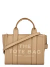 Marc Jacobs 'the Mini Tote' Beige Tote Bag With Logo Lettering On The Front In Grained Leather Woman In Camel