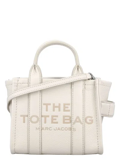 Marc Jacobs Women's The Mini Tote Leather Bag In Cotton Silver