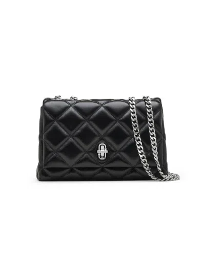 Marc Jacobs Womens Black The Quilted Slim Dual Chain Leather Shoulder Bag
