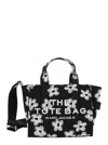 Marc Jacobs Women 'the Small Tote Bag' Black Handbag With All-over Flower Print And Embroidered Logo In Multi
