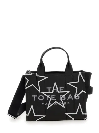 Marc Jacobs Women 'the Small Tote Bag' Black Handbag With All-over Star Print And Embroidered Logo I In Multi
