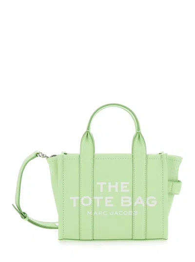 Marc Jacobs Women 'the Small Tote' Green Handbag With Logo In Grained Leather Woman