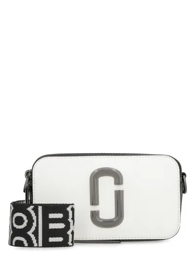 Marc Jacobs White Leather The Snapshot Crossbody Bag In Black