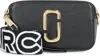 Marc Jacobs The Snapshot Black Shoulder Bag With Metal Logo At The Front In Leather Woman In Black
