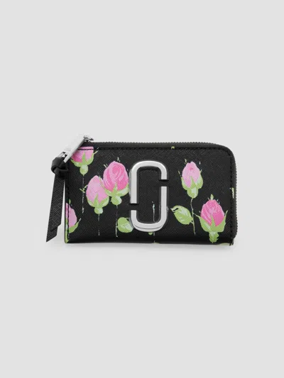Marc Jacobs Women's The Snapshot Vintage Floral Top Zip Multi Wallet In Black Multi