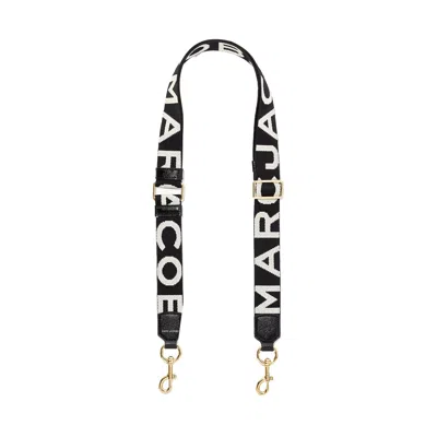 Marc Jacobs Women The Thin Logo Webbing Strap In Black