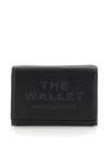 Marc Jacobs The Wallet Trifold Black Wallet With Engraved Logo On The Front In Hammered Leather Woman In Black