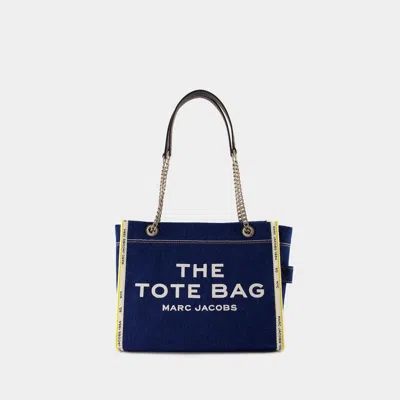 Marc Jacobs Women's Tote The Medium Denim Live White Logos In Darkwash