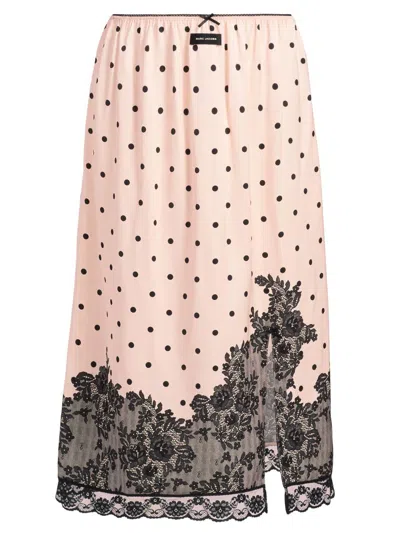 Marc Jacobs Women's Trompe L'oeil Polka Dot Midi-skirt In Pink