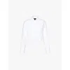 Marc Jacobs Logo-jacquard Crop Button-down Femme Shirt In White