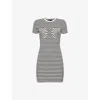 Marc Jacobs Womens Seamed-up Stripe Knitted Mini Dress Black And White In Black And White